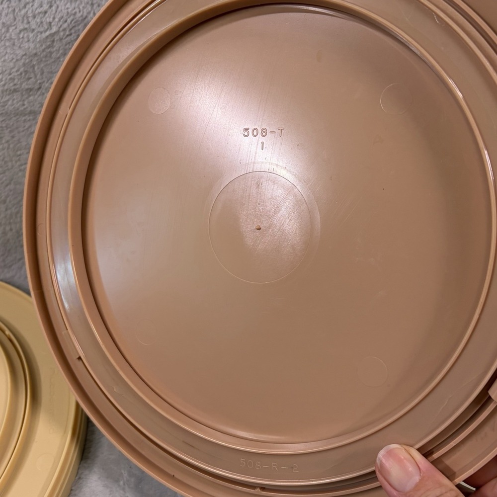 Vintage Plastic Lazy Susan Turntable Lot of 3 Retro Kitchen Mustard Almond Tan - Picture 3 of 8